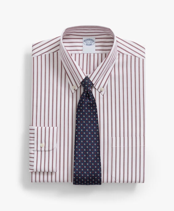 Brooks Brothers Gestreiftes Anzughemd aus Baumwolle mit Button-Down-Kragen im Slim Fit Burgunderrot 1000102141US100215777