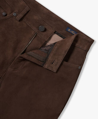 Chocolate Brown Suede Pants in Chocolate Brown
