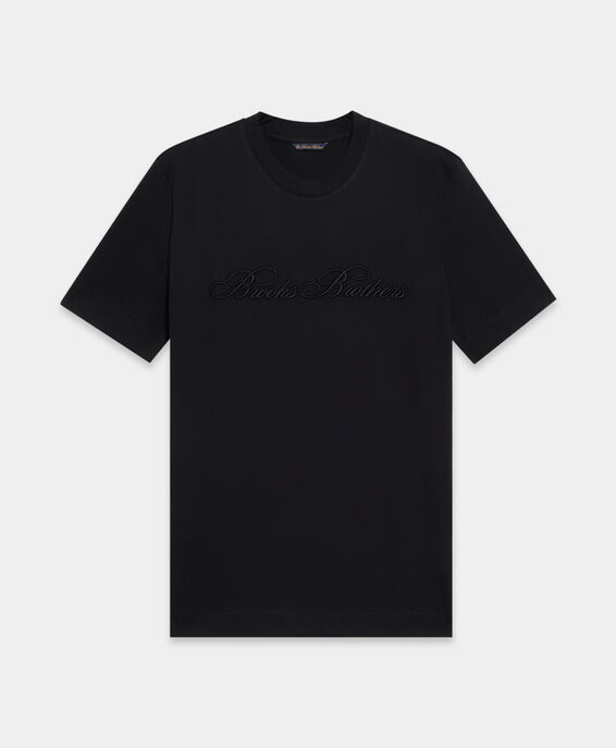 Brooks Brothers Logo Cotton T-shirt Black KNTSH004COPCO001BLAKP001