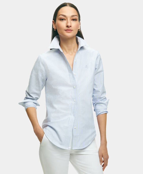 Brooks Brothers Camicia a righe classic fit in Oxford con collo button-down Blu 1000102788US100217142