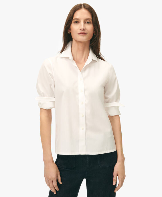 Brooks Brothers Cropped Cotton Poplin Shirt White 1000101270US100214999