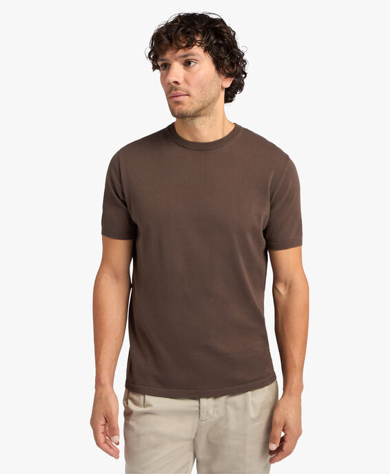 Brooks Brothers Brown Mako Cotton Short Sleeve Sweater Brown KNCRN027COPCO002BRWNP001