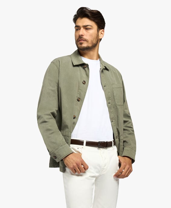 Brooks Brothers Military Garment Dyed Colored Shirt Jacket Military COSHI008LYBCO001MILIP001
