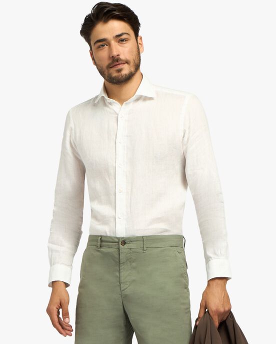 Brooks Brothers Camicia casual avorio in lino Bianco CSHSP002LIPLI001OWHTP001