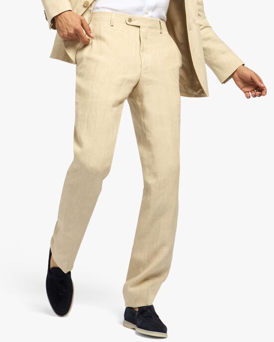 Brooks Brothers Pantalon beige en lin Beige DTROU010LIPLI001BEIGP001