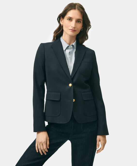 Brooks Brothers Blazer cropped in misto lana Blu marino 1000102778US100217126