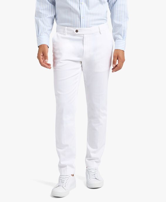 Brooks Brothers White Slim Fit Double Twisted  Cotton Chinos White CPCHI028COBSP002WHITP001