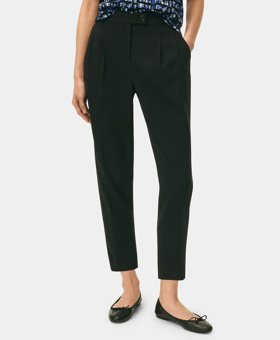 Brooks Brothers Pantalon crop à jambe droite en crêpe de sergé fin Caviar 1000102800US100217202