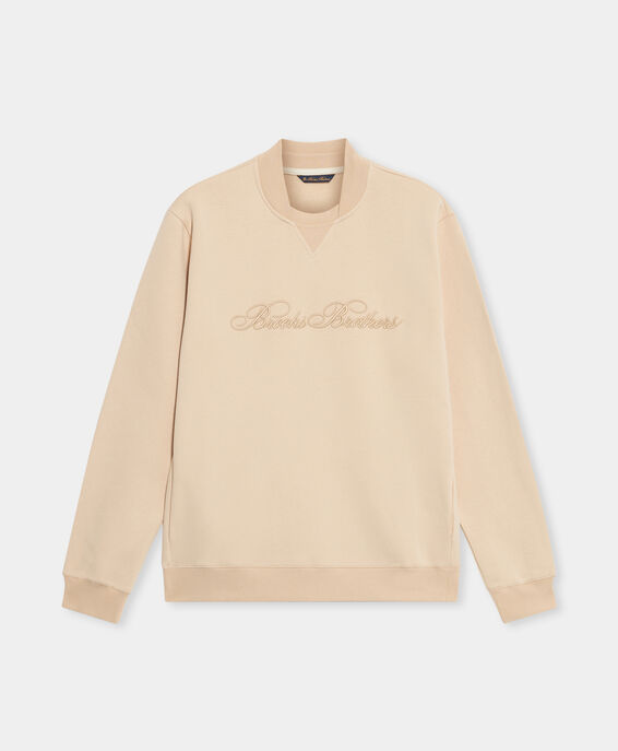 Brooks Brothers Cotton Crewneck Logo Sweater Beige SWSHI001COBLPL001OWHTP001