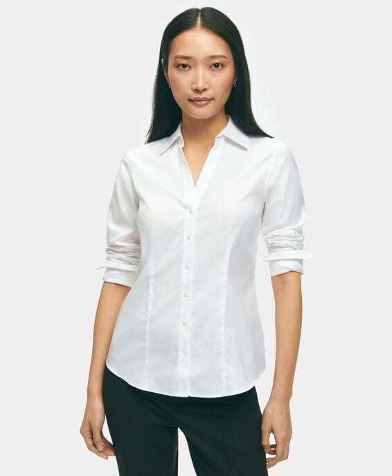 Brooks Brothers Blouse rayures Bengale coupe classique avec col Button-Down Blanc 1000102828US100217251