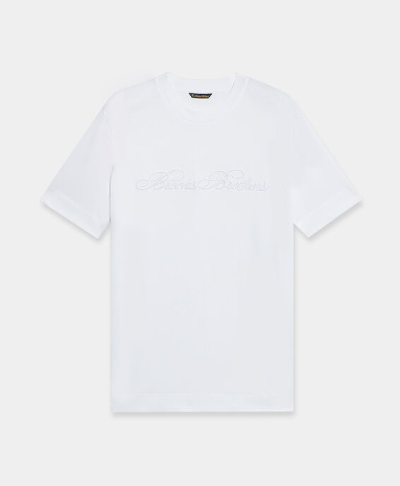 Brooks Brothers Logo Cotton T-shirt White KNTSH004COPCO001WHITP001