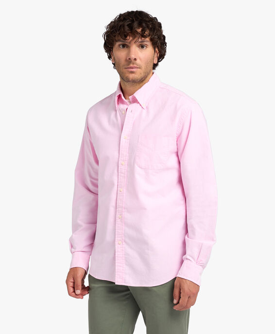 Brooks Brothers Pink Regular Fit Oxford Cloth Friday Sport Shirt with Polo Button Down Collar Pink 1000098503US100207820