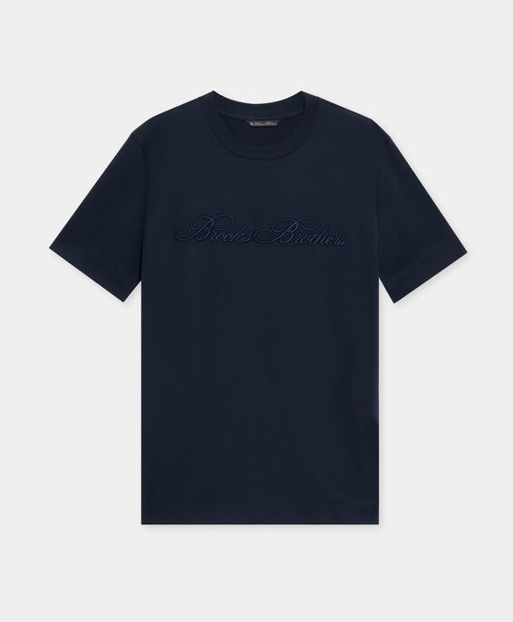 Brooks Brothers Logo Cotton T-shirt Navy KNTSH004COPCO001NAVYP001