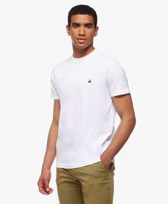 Rundhalsausschnitt T-Shirt mit EU Logo Weiß | Supima Brooks Baumwolle Gewaschenes Brothers® in