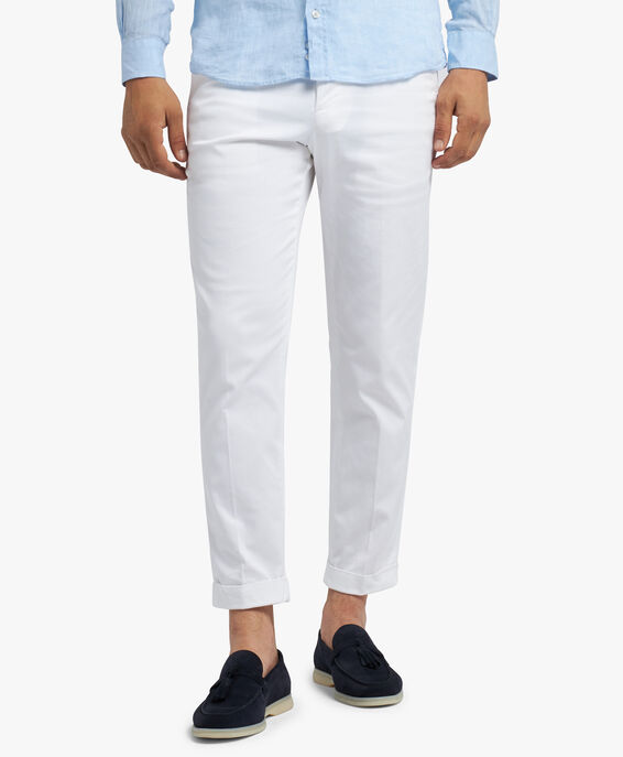 Brooks Brothers Pantalone chino bianco relaxed fit in cotone doppio ritorto Bianco CPCHI038COBSP002WHITP001
