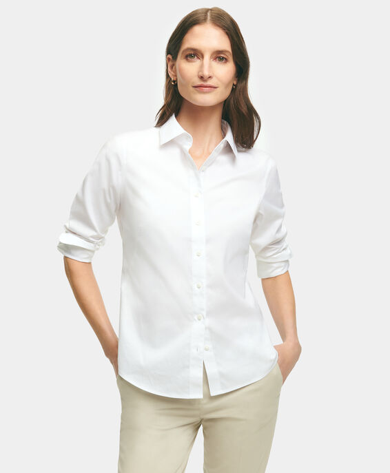 Brooks Brothers Camicia sciancrata non-iron in Oxford pinpoint Supima elasticizzato Bianco 1000102822US100217235