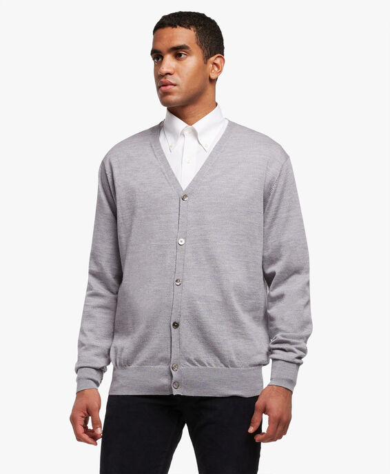 Brooks Brothers Merino Wool Cardigan Grey KNCAR001WOPWO002MDGRP001