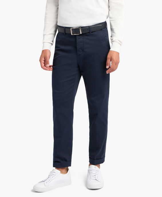 Brooks Brothers Pantalon chino bleu marine coupe slim en coton double retors Marine CPCHI028COBSP002NAVYP001