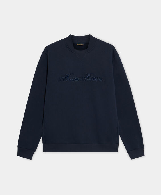 Brooks Brothers Cotton Crewneck Logo Sweater Navy SWSHI001COBLPL001NAVYP001