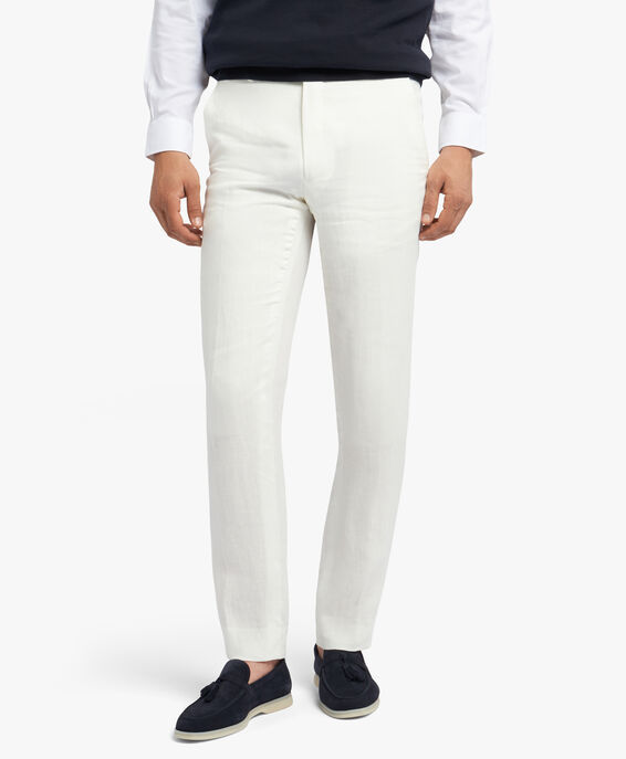 Brooks Brothers White Linen Trousers White DTROU010LIPLI001WHITP001