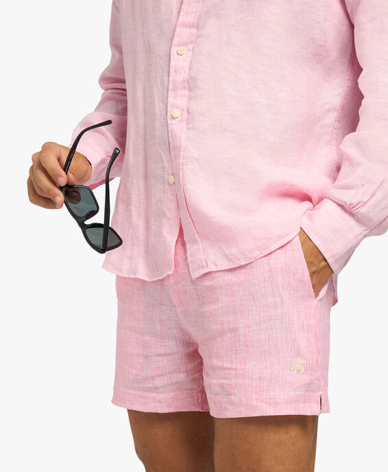 Brooks Brothers Shorts rosa in lino Rosa CPBER009LIPLI001REDF0001