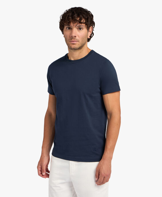 Brooks Brothers Blue Cotton Crewneck T-shirt Blue KNTSH003COPCO001BLUEP001