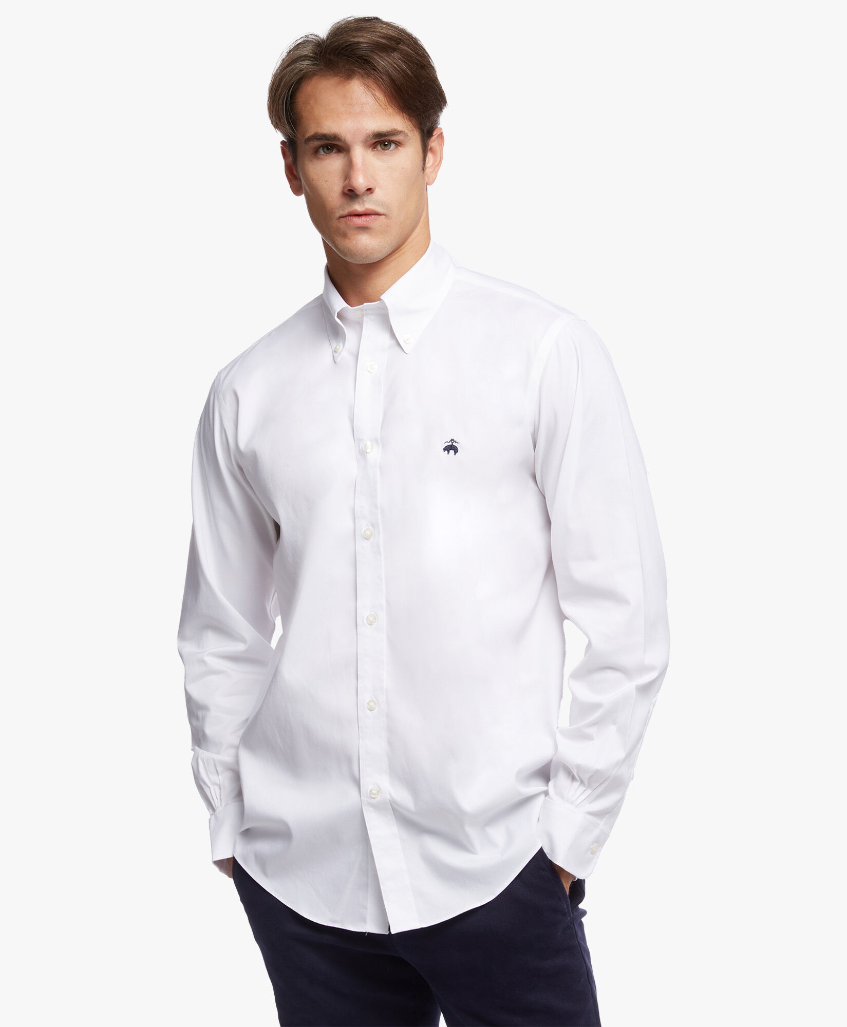 Regent Regular-fit Non-iron Sport Shirt, Pinpoint, Button-Down Collar in  White for Men | Brooks Brothers® UK