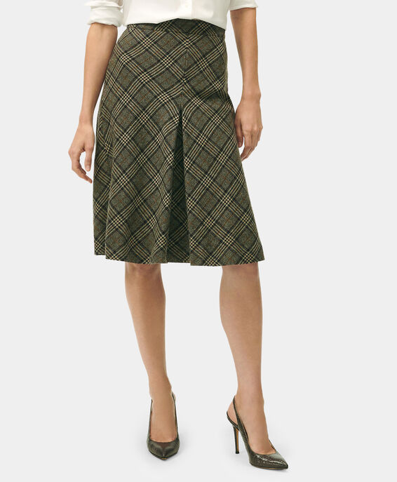 Brooks Brothers Multi-Check Plaid Wool Skirt Beige 1000101413US100213839